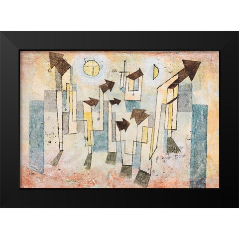 Mural from the Temple of Longing Black Modern Wood Framed Art Print by Klee, Paul