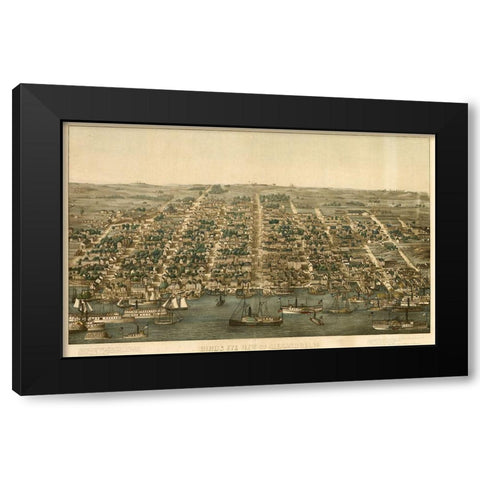 Birds Eye View of Alexandria Virginia 1863 Black Modern Wood Framed Art Print with Double Matting by Vintage Places