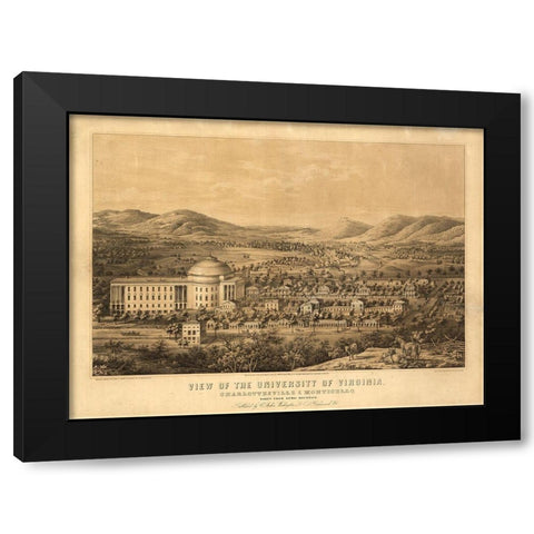 University of Virginia 1856 Black Modern Wood Framed Art Print with Double Matting by Vintage Places