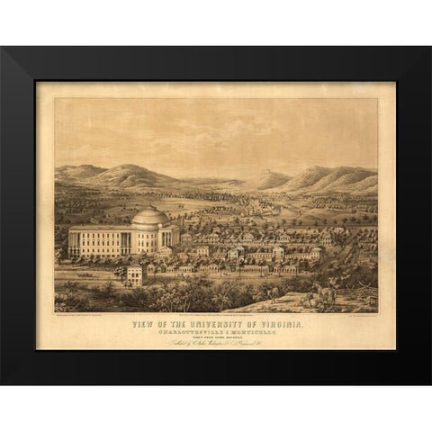 University of Virginia 1856 Black Modern Wood Framed Art Print by Vintage Places