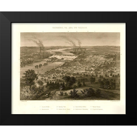 Richmond Virginia and Vicinity during the Civil War 1863 Black Modern Wood Framed Art Print by Vintage Places