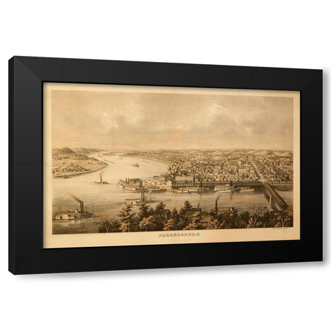 Parkersburg West Virginia 1861 Black Modern Wood Framed Art Print with Double Matting by Vintage Places