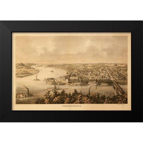 Parkersburg West Virginia 1861 Black Modern Wood Framed Art Print by Vintage Places