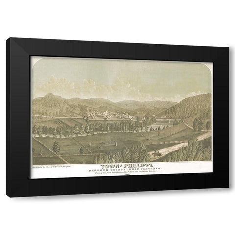 Town of Philippi Barbour County West Virginia 1861 Black Modern Wood Framed Art Print with Double Matting by Vintage Places