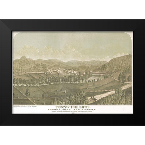 Town of Philippi Barbour County West Virginia 1861 Black Modern Wood Framed Art Print by Vintage Places