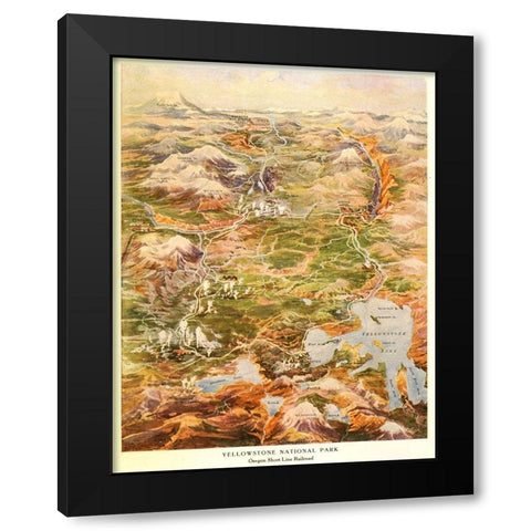 Yellowstone National Park Black Modern Wood Framed Art Print with Double Matting by Vintage Places