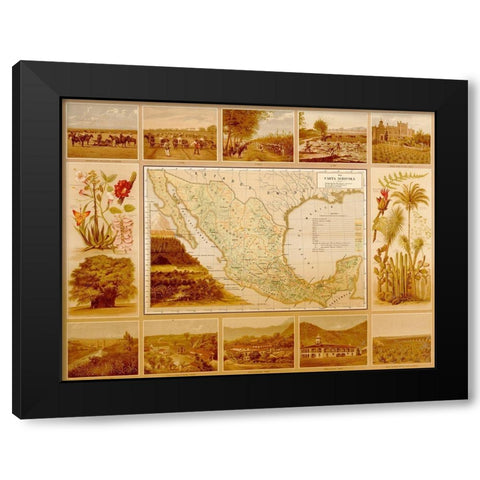 Agricultural Map of Mexico Black Modern Wood Framed Art Print by Vintage Maps