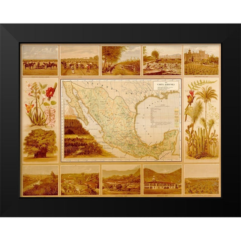 Agricultural Map of Mexico Black Modern Wood Framed Art Print by Vintage Maps