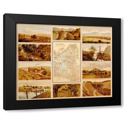 Mexican Landscapes Black Modern Wood Framed Art Print with Double Matting by Vintage Maps