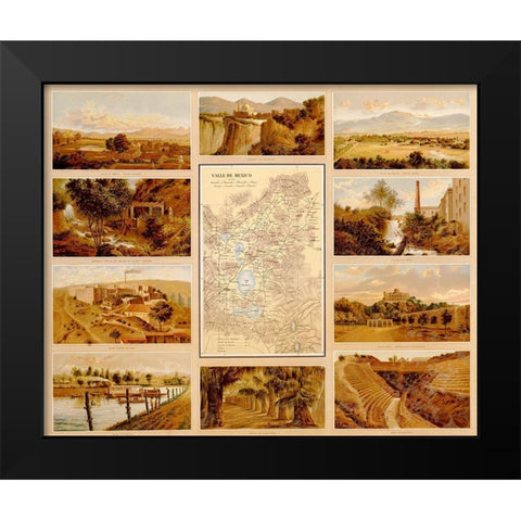 Mexican Landscapes Black Modern Wood Framed Art Print by Vintage Maps