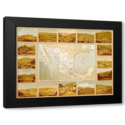 Mineralogical Map of Mexico Black Modern Wood Framed Art Print by Vintage Maps