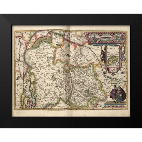 Duchy of Brabant Black Modern Wood Framed Art Print by Vintage Maps