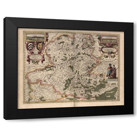 Maps of Hainot Belgium Black Modern Wood Framed Art Print with Double Matting by Vintage Maps