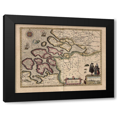 Map of Holland Black Modern Wood Framed Art Print with Double Matting by Vintage Maps