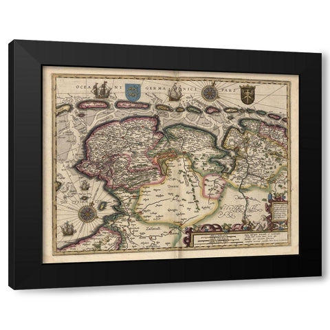 Map of the Area East of the Zuiderzee in the Netherlands Black Modern Wood Framed Art Print with Double Matting by Vintage Maps