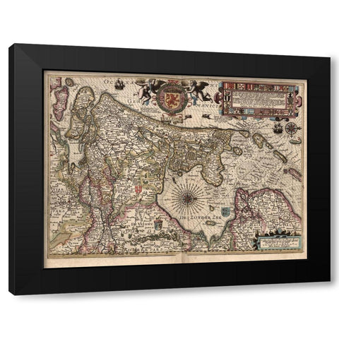 Holland and The Zuider Zee Black Modern Wood Framed Art Print with Double Matting by Vintage Maps