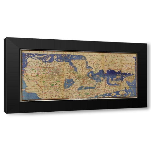 Arabic Map of the Mediterranean Black Modern Wood Framed Art Print with Double Matting by Vintage Maps