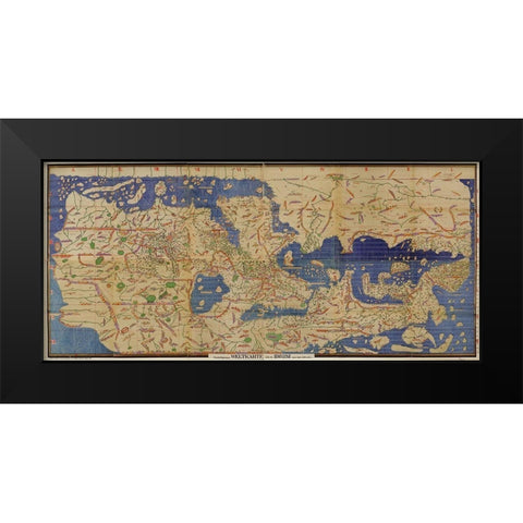 Arabic Map of the Mediterranean Black Modern Wood Framed Art Print by Vintage Maps