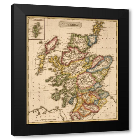 Scotland 1817 Black Modern Wood Framed Art Print by Vintage Maps