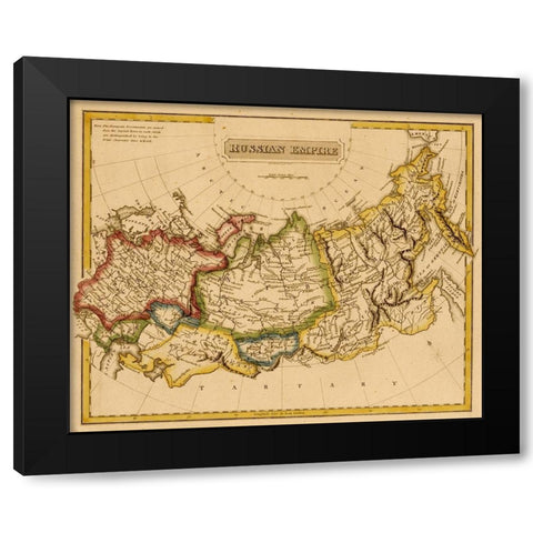 Russian Empire 1817 Black Modern Wood Framed Art Print by Vintage Maps