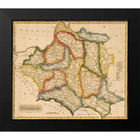 Poland 1817 Black Modern Wood Framed Art Print by Vintage Maps