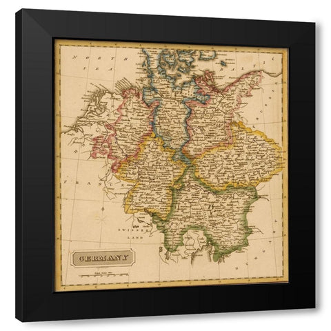 Germany 1817 Black Modern Wood Framed Art Print by Vintage Maps