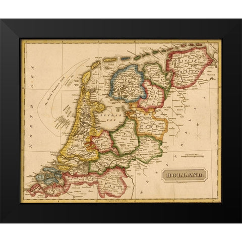 Holland Netherlands 1817 Black Modern Wood Framed Art Print by Vintage Maps