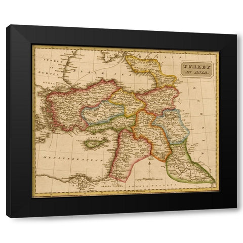 Turkey in Asia Middle East 1817 Black Modern Wood Framed Art Print by Vintage Maps