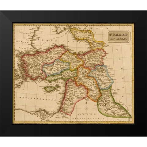 Turkey in Asia Middle East 1817 Black Modern Wood Framed Art Print by Vintage Maps
