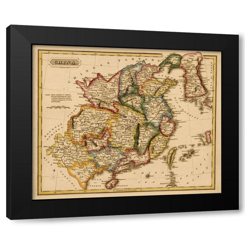 China 1817 Black Modern Wood Framed Art Print by Vintage Maps