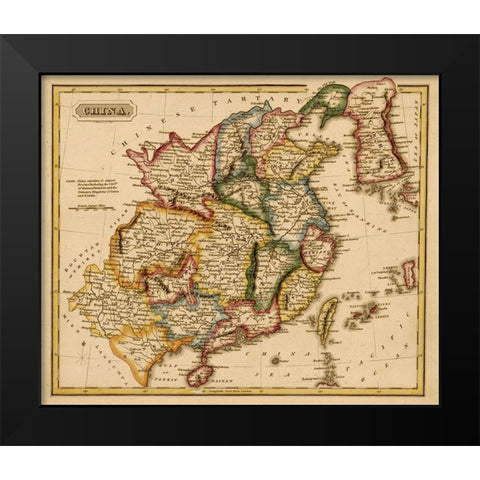 China 1817 Black Modern Wood Framed Art Print by Vintage Maps