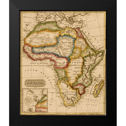 Africa 1817 Black Modern Wood Framed Art Print by Vintage Maps