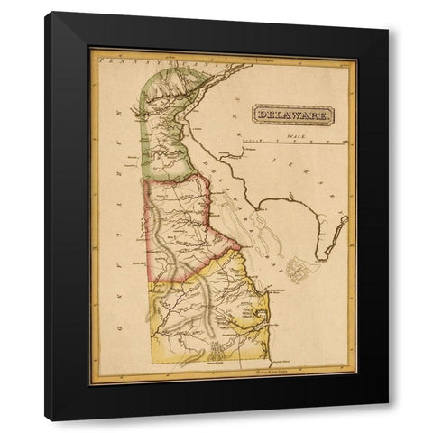 Delaware 1817 Black Modern Wood Framed Art Print by Vintage Maps