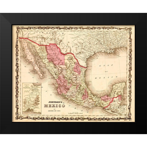 Mexico 1862 Black Modern Wood Framed Art Print by Vintage Maps