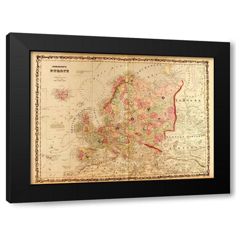 Europe 1862 Black Modern Wood Framed Art Print by Vintage Maps