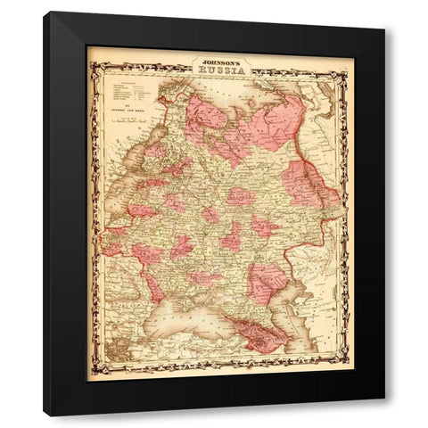 Russia 1862 Black Modern Wood Framed Art Print by Vintage Maps