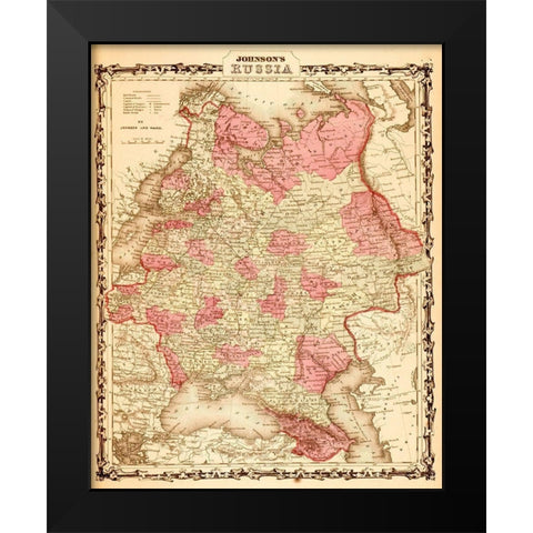 Russia 1862 Black Modern Wood Framed Art Print by Vintage Maps