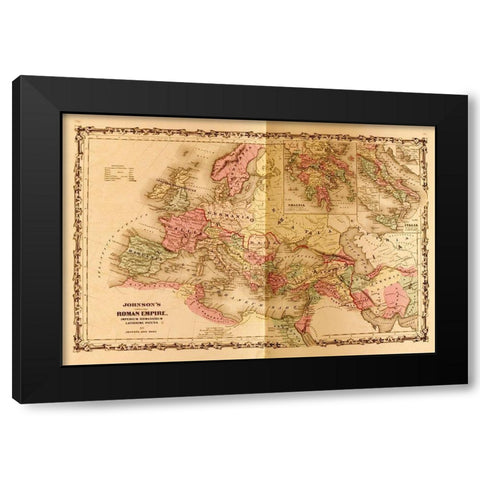 Roman Empire Black Modern Wood Framed Art Print by Vintage Maps