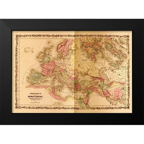 Roman Empire Black Modern Wood Framed Art Print by Vintage Maps