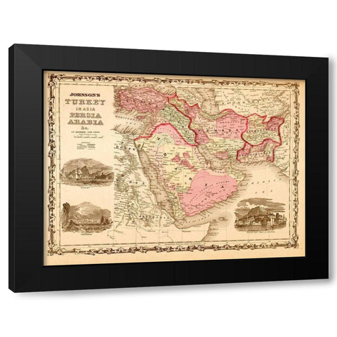 Middle East Turkey Persia and Arabia 1862 Black Modern Wood Framed Art Print by Vintage Maps