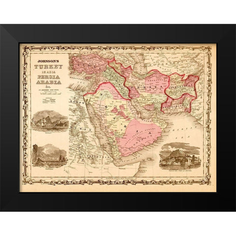 Middle East Turkey Persia and Arabia 1862 Black Modern Wood Framed Art Print by Vintage Maps