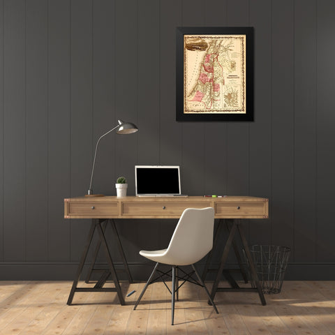 Palestine 1862 Black Modern Wood Framed Art Print by Vintage Maps
