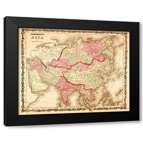 Asia 1862 Black Modern Wood Framed Art Print by Vintage Maps