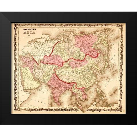 Asia 1862 Black Modern Wood Framed Art Print by Vintage Maps