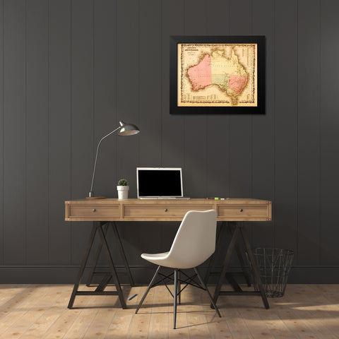 Australia 1862 Black Modern Wood Framed Art Print by Vintage Maps