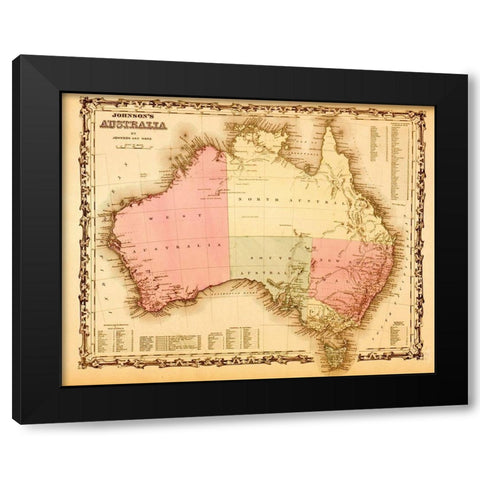 Australia 1862 Black Modern Wood Framed Art Print by Vintage Maps