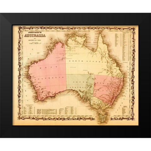 Australia 1862 Black Modern Wood Framed Art Print by Vintage Maps