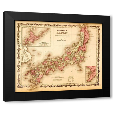 Japan 1862 Black Modern Wood Framed Art Print by Vintage Maps