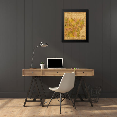 Arkansas 1844 Black Modern Wood Framed Art Print by Vintage Maps