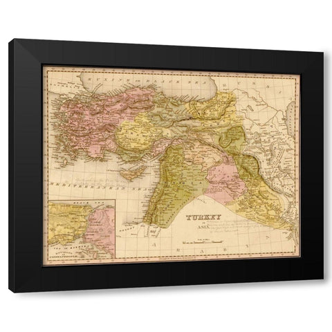 Turkey 1844 Black Modern Wood Framed Art Print by Vintage Maps